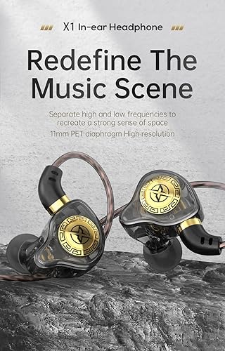 Miniatura 2 de FEDAI Auriculares con monitor de oído X1, auriculares con cable de sonido superior 1DD, auriculares profesionales con aislamiento de sonido para