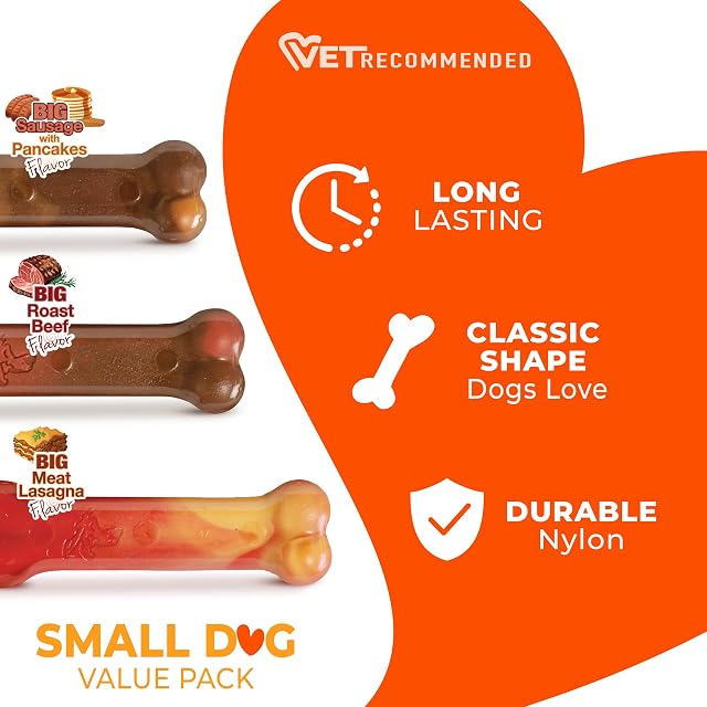 Foto 3 de 8 de Nylabone frenesí (3 Paquetes de 20 Unidades, Tortitas, rosbif Club, y Carne lasaña, Sabor Masticar Juguetes