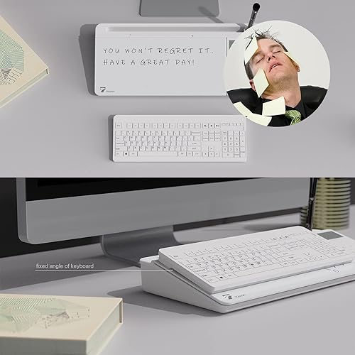 Miniatura 4 de TOWON Pizarra blanca de cristal de escritorio con calculadora básica, pantalla LCD de 12 dígitos, organizadores de escritorio con accesorios para