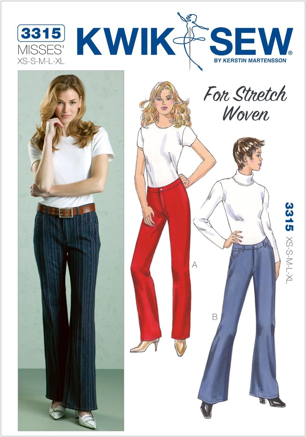 Kwik Sew K3315 Stretch Jeans Sewing Pattern, Size XSSML
