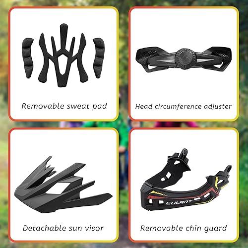 Miniatura 4 de EULANT Casco de cara completa para niños con protector de barbilla, casco ligero de bicicleta para niños, casco de ciclismo para niños pequeños para