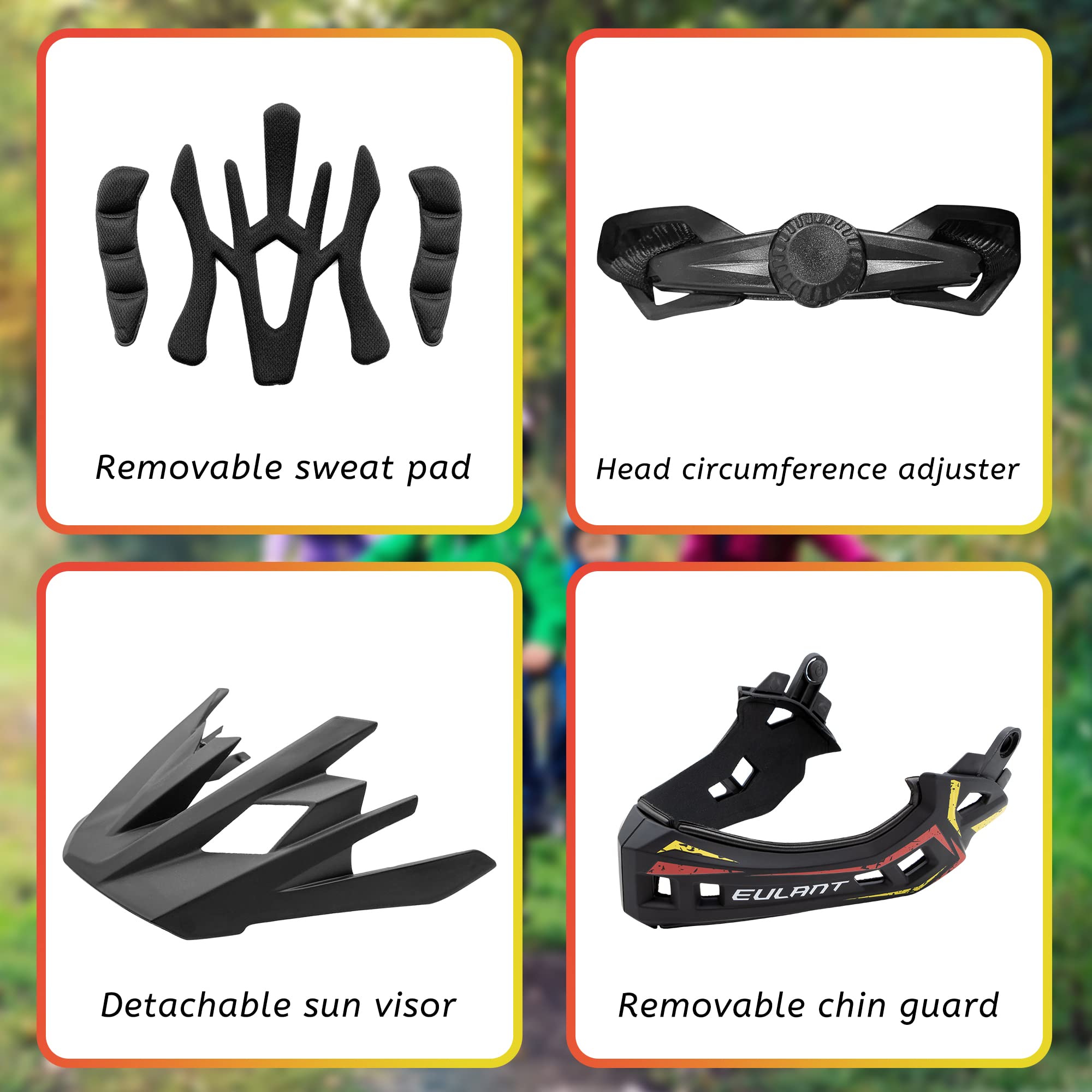 EULANT Casco de Bicicleta con Mentonera Desmontable para Niño,Ligero Casco Integral Niños para Bici MTB BMX Ciclismo Moto Patinaje Scooter Skate Hoverboard