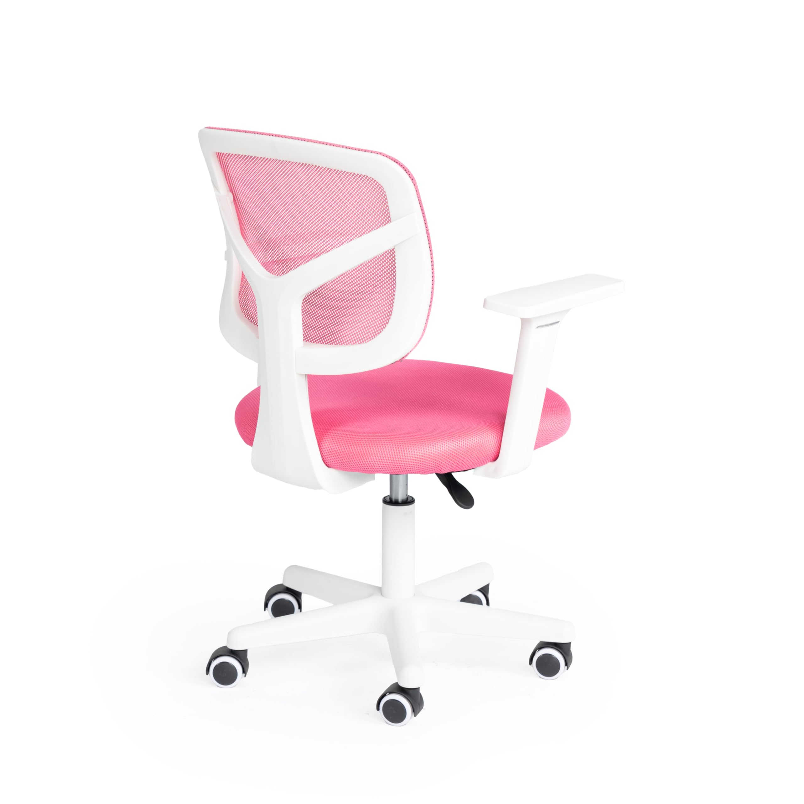 FurnitureR Home - Escritorio de Ordenador para jóvenes/Adolescentes con Malla Transpirable, giratoria Silla de Estudio Ajustable en Altura con apoyabrazos, Rosa, Metal, 50 x 53 x 87 cm