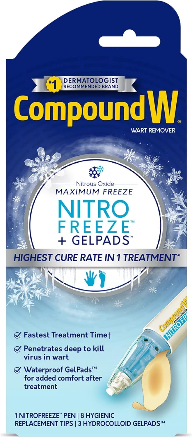 Compound W NitroFreeze + GelPads, Wart Removal, 1 Pen, 8 Replaceable Tips & 3 Waterproof Hydrocolloid GelPads : Everything Else