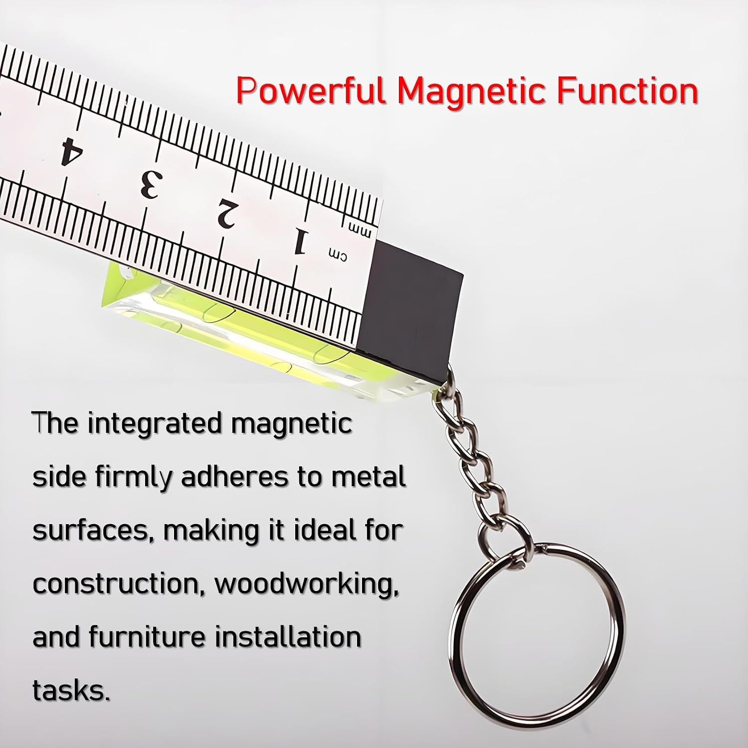 4Pcs Magnetic Mini Bubble Level with Keychain of Interior Decoration– 40mm×17mm×15mm Pocket-Sized Precision Tool for Construction, Woodworking & Picture Hanging Mark Measuring Instruments (4 Pcs) image 4