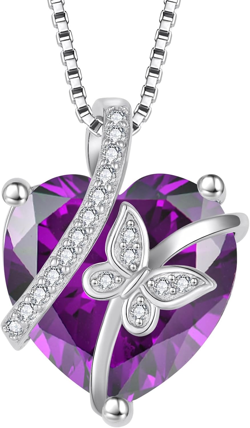 Butterfly Necklace for Women 925 Sterling Silver Heart Birthstone Necklace Jewelry Gifts for Women Her Mom Wife Daughter
