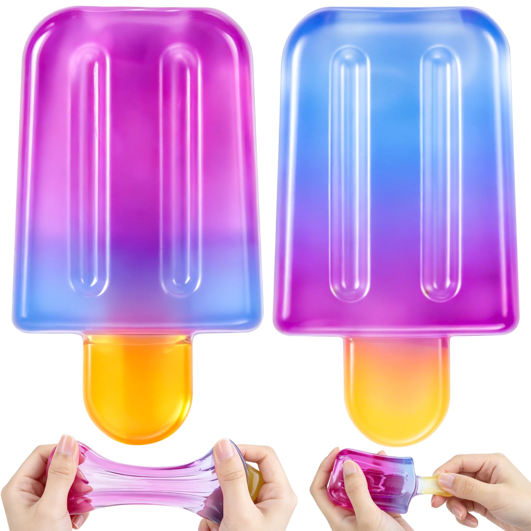 Popsicle Squishy,Ice Cream Squeeze Squishy,Soft Slow Rising Sensory Fidget Toy, for Anxiety Relief Everyone, Easter Basket Stuffers Party Favors for Kids Adults (2pcs)