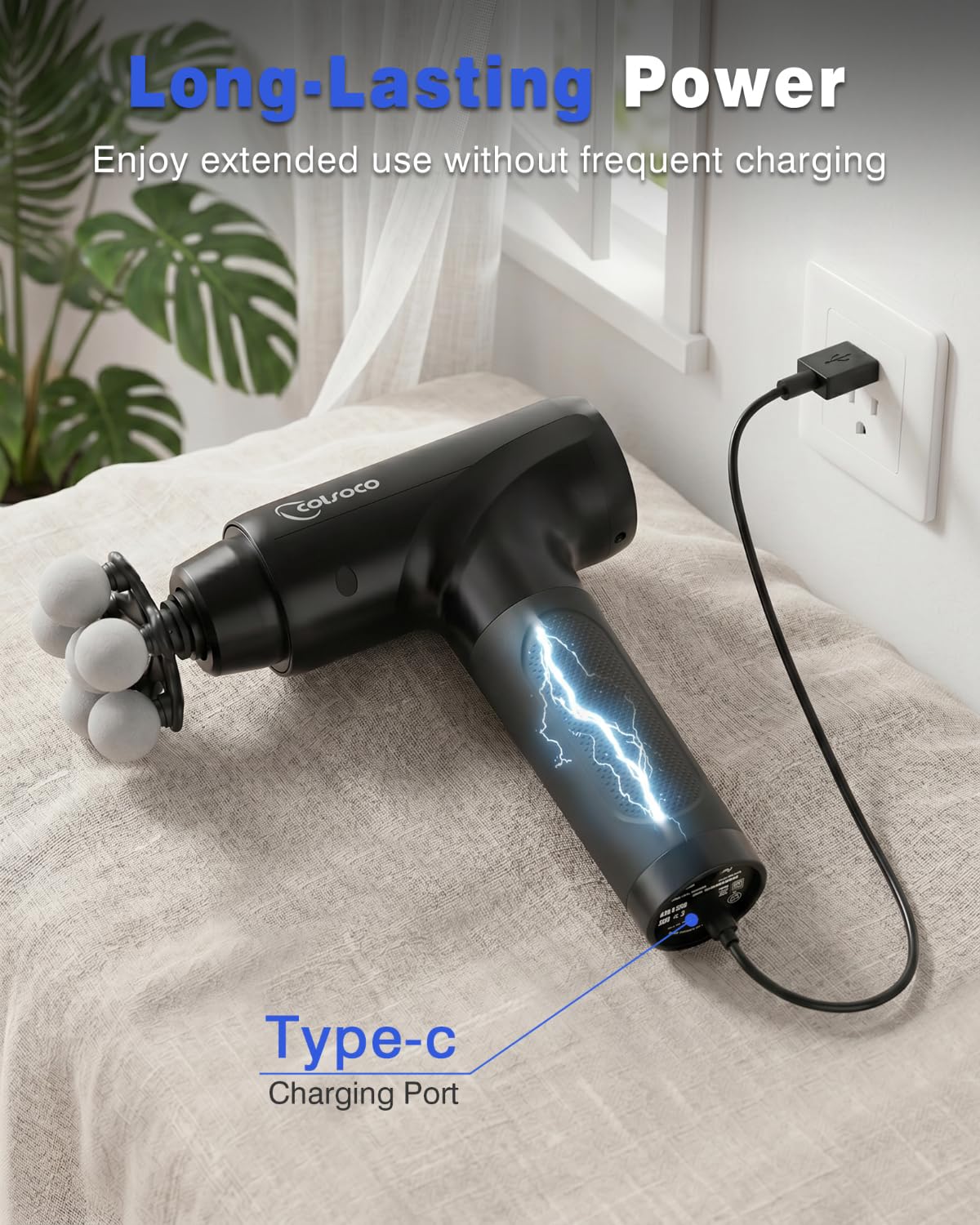 cotsoco Massage Gun Deep Tissue, Percussion Massage Gun with 10 Massage Heads & 20 Speeds, Muscle Massage Gun with Large 6-Ball Head, Portable Back Massager Gun with Carry Case, Gifts for him view 6