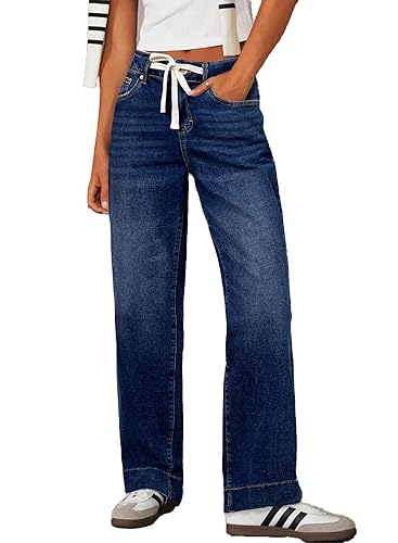 Sidefeel Women's Wide Leg Jeans High Waisted Stretchy Straight Leg