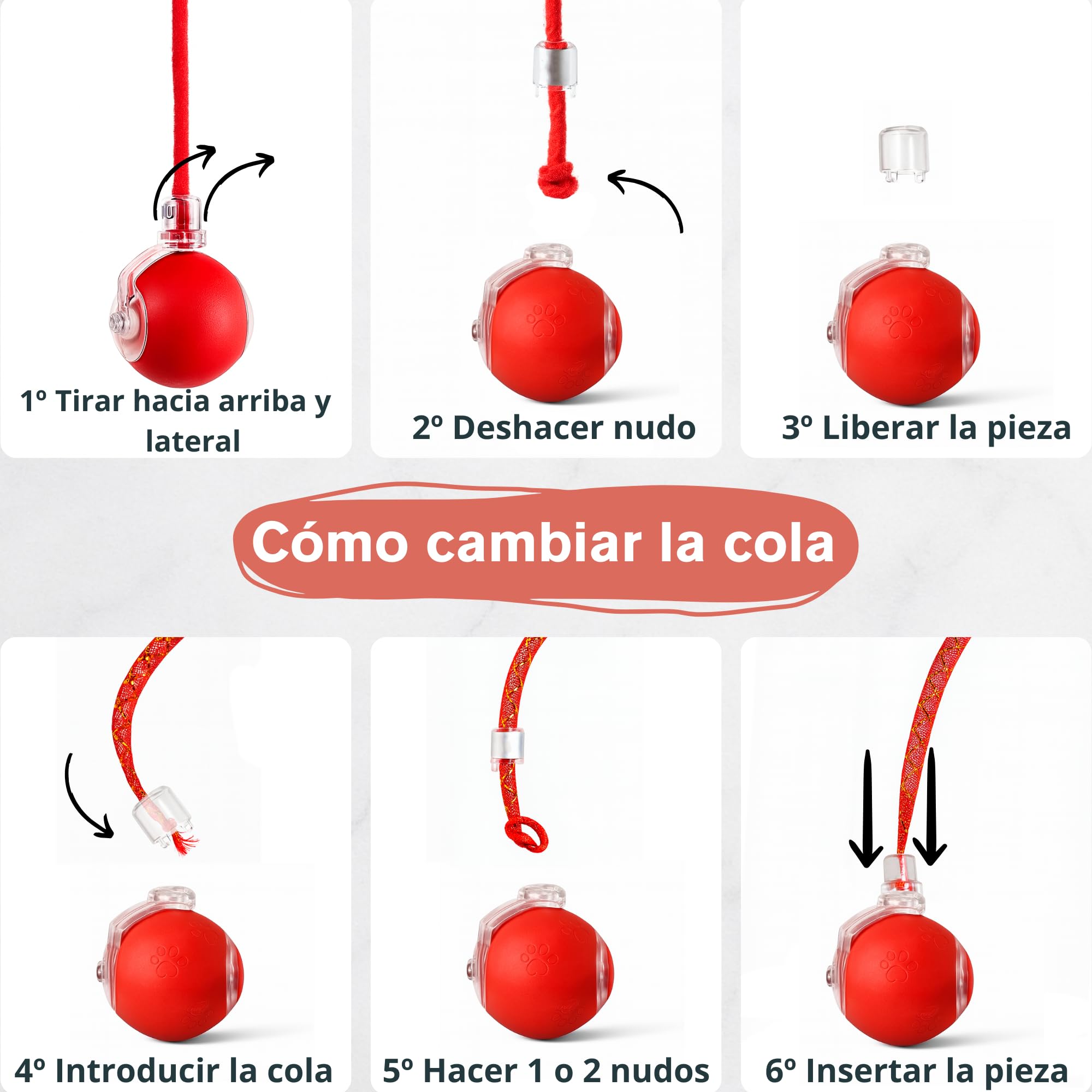 Juguete Interactivo Gato + 2 Colas de Recambio + Cable USB-C | Juguetes para Gatos Interactivo | Juguetes Gatos