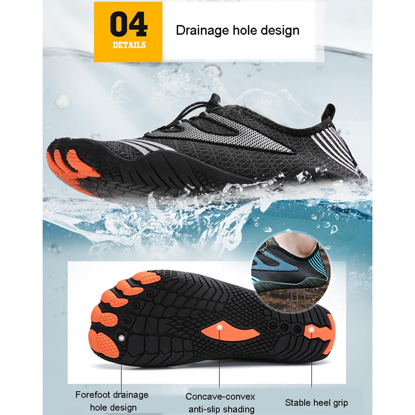 Wasserschuhe Strandschuhe Surfschuhe Aquaschuhe,Herren Strandschuhe,Damen Herren Strandschuhe,Schnell Trocknend rutschfest Leicht Schnell Trocknend Badeschuhe Schnell Trocknend