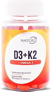 D3 + K2 | Natgel Vitaminas D3 + K2 y Omega 3 | Formula avanzada para Salud General, Óseo, Cardiovascular y Cerebral | Capsulas Softgels
