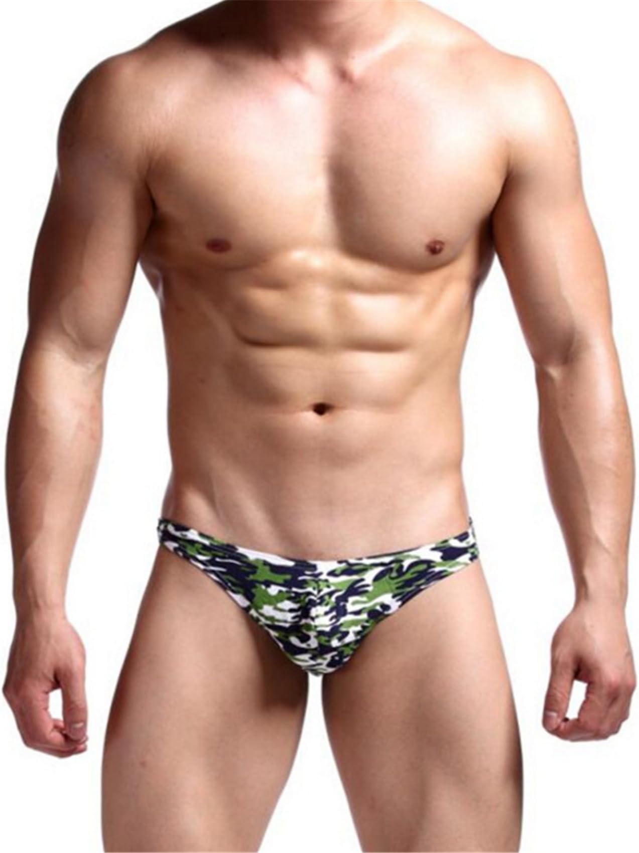 WLITTLE Men's Cotton Underpants Underwear Low Rise Swimming Brief Bikini Trunks Underwear Thongs T-Back Shorts