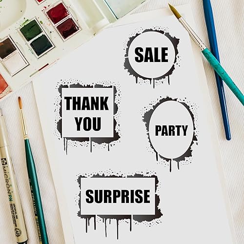 Miniatura 6 de FINGERINSPIRE Plantilla de pintura con marco de salpicaduras de tinta de 4 estilos, 11.8 x 11.8 pulgadas, cuadrado, rectangular, circular, ovalado,