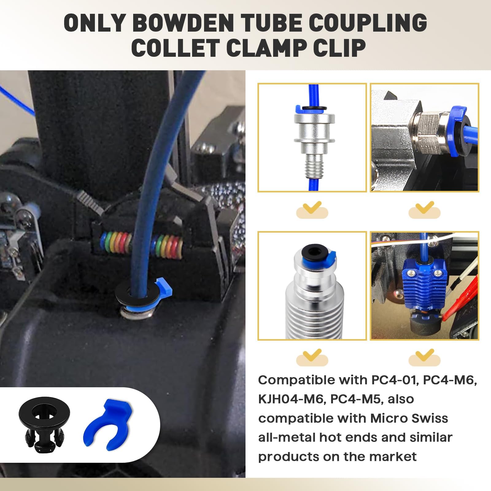 Bowdenrohr-Kupplungsset, 20 Stück, Für 6 Mm Rohre – Spannzangen & Klemmen Aus PTFE & Edelstahl, Ideal Für 3D-Drucker