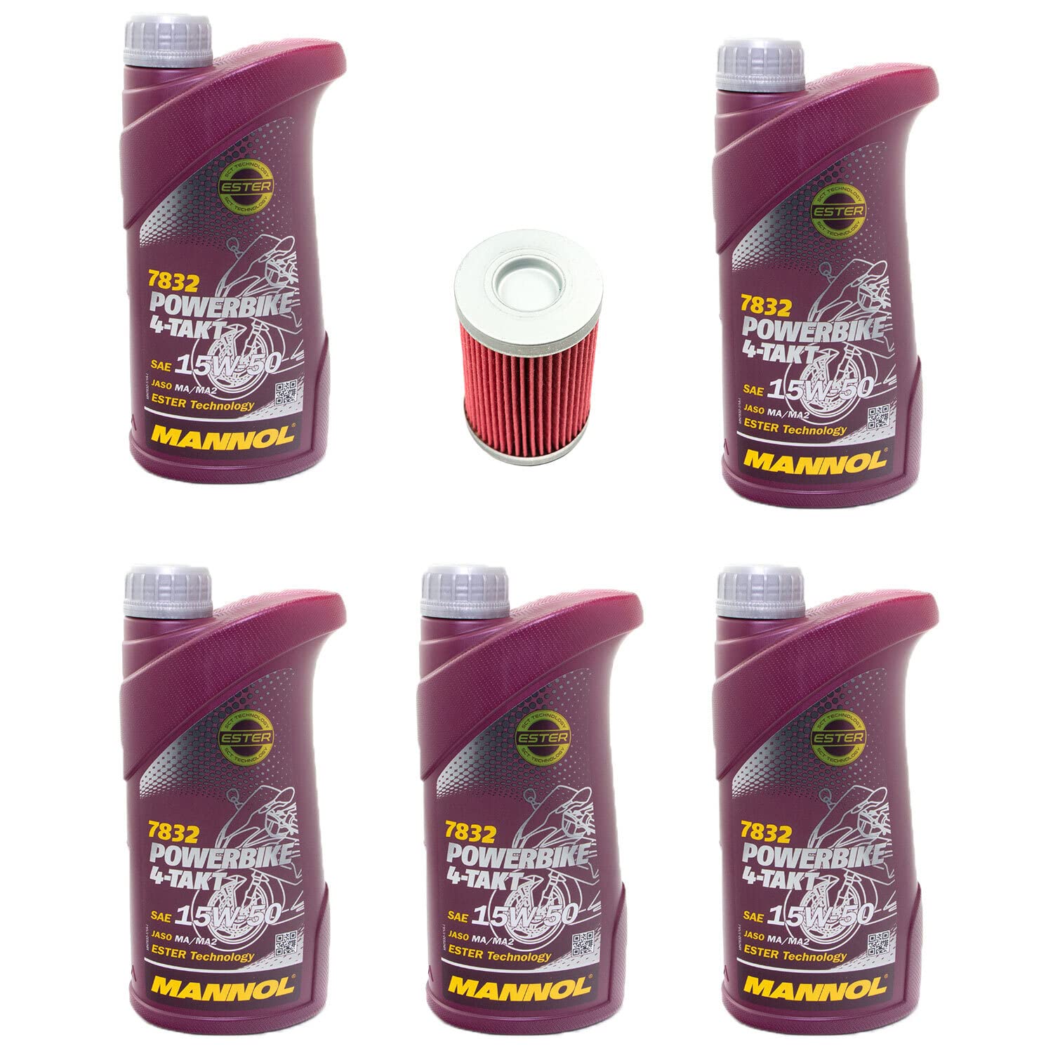 Motoröl Set 15W50 5 Liter + Ölfilter KN155 für Beta KT M