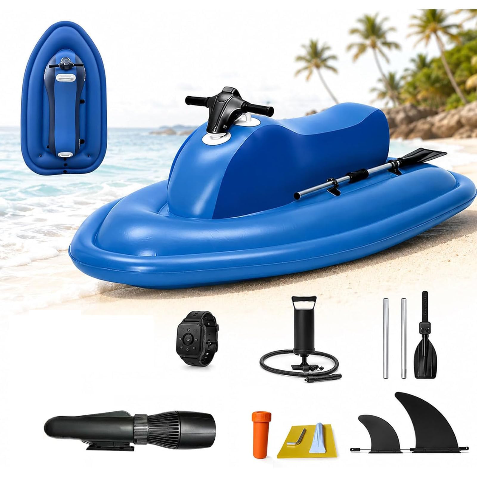 Glowdora Foldable 2-In-1 Electric Inflatable Jet Ski, Diving Underwater Scooter 500W-16000mAh