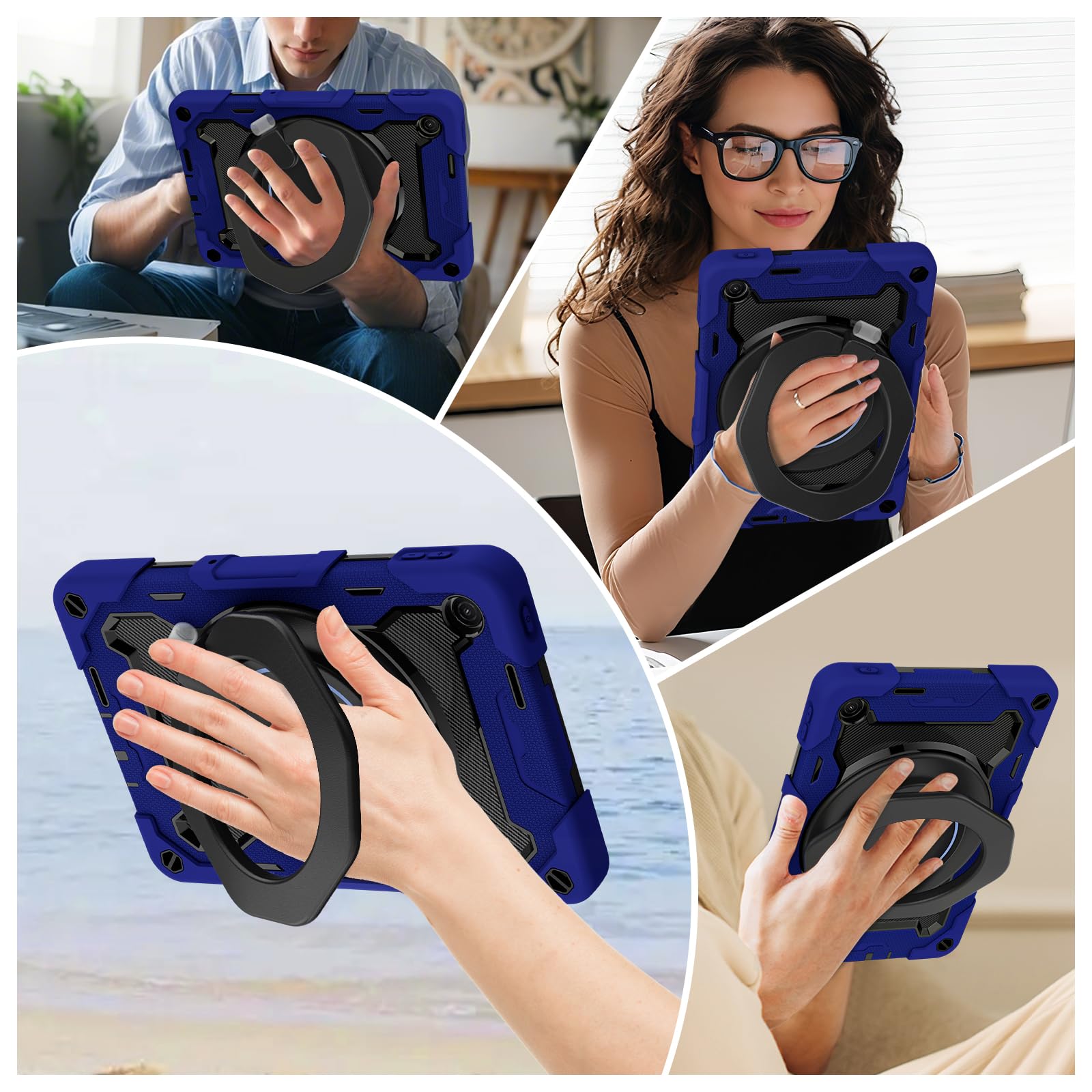 Etui kompatybilne z Xiaomi Poco Pad C1 9,7 cala 2026 pokrowiec na tablet dla dzieci, solidne, wytrzymałe, odporne na wstrząsy etui ochronne ze stojakiem, paskiem na rękę/ramię (niebieski)