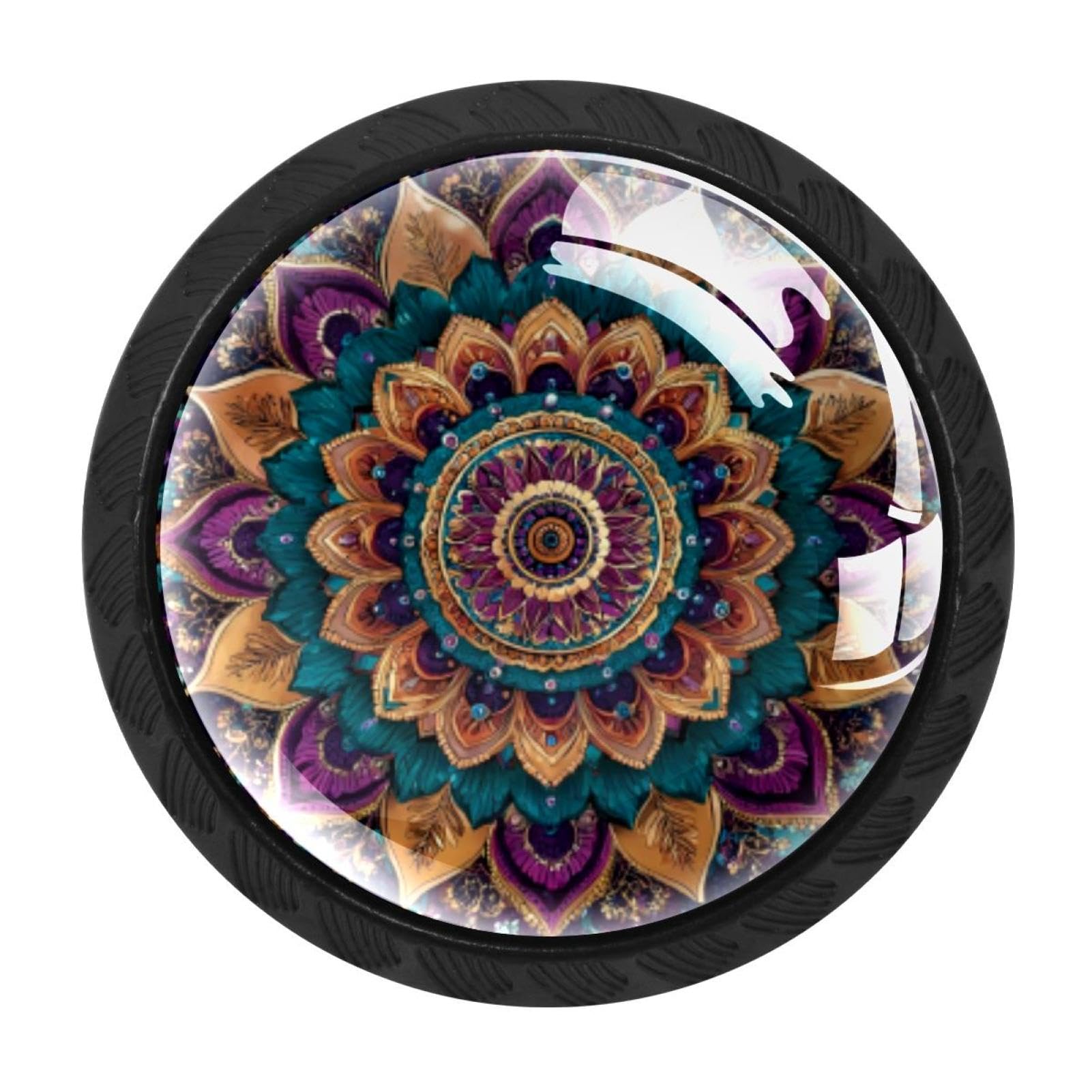 CHENZZZZ Mandala Boho Indian Bohemia (1) Cabinet Knobs 4 Pieces Drawer Kitchen Cabinets Dresser Cupboard Wardrobe Unique Pulls Handles