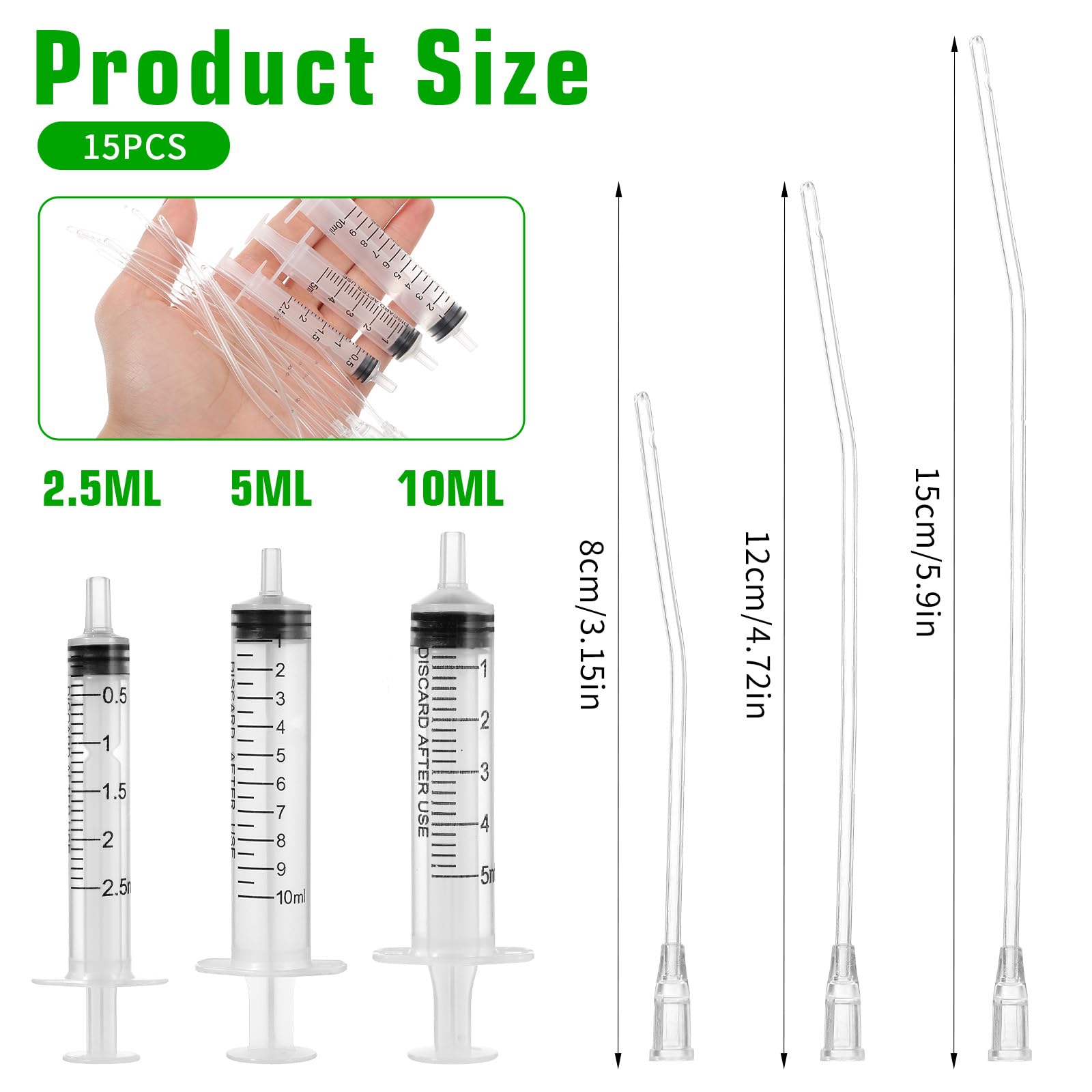15 tubi per l'alimentazione degli uccelli giovani, siringa da 10 ml con tubo per uccelli, accessori per la siringa per piccioni, alimentatori, mangimi, latte, acqua, sonda nutrizionale, per uccelli e