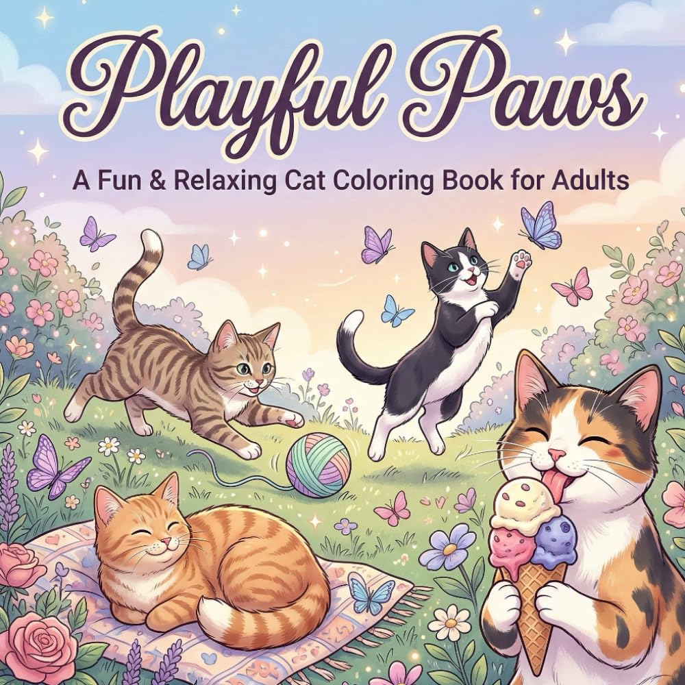 Playful Paws: A Fun & Relaxing Cat Coloring Book for Adults: A Fun & Relaxing Cat Coloring Book for Adults
