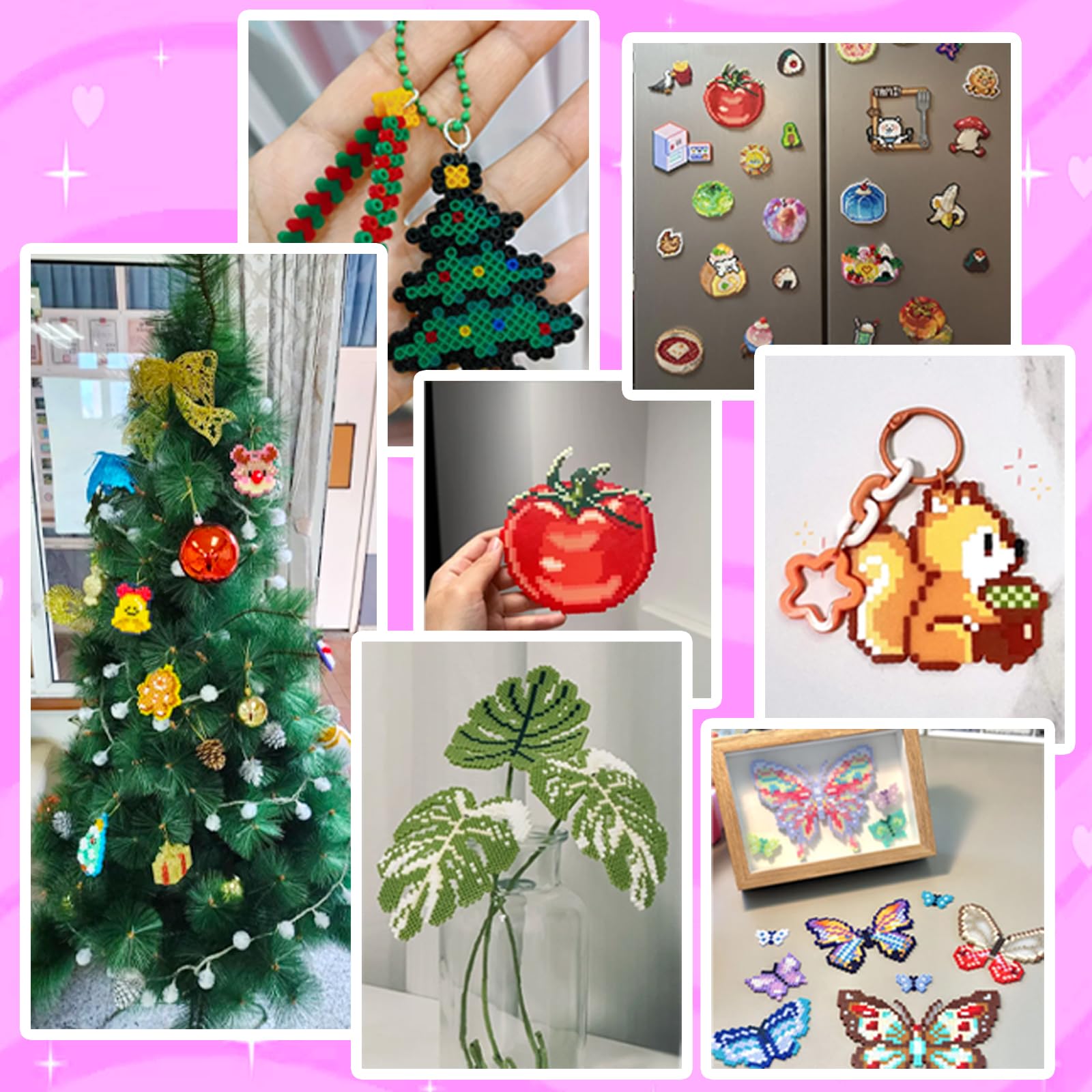 1000 Pezzi XL Perline da Stirare 10MM,Perline a Fusione con Custodia- 12 Colori, Pegboard, Guida Utente, Design gioielli, Decorazioni, Creativo Regali Compleanno Natalizio Fai-da-Te per Bambini