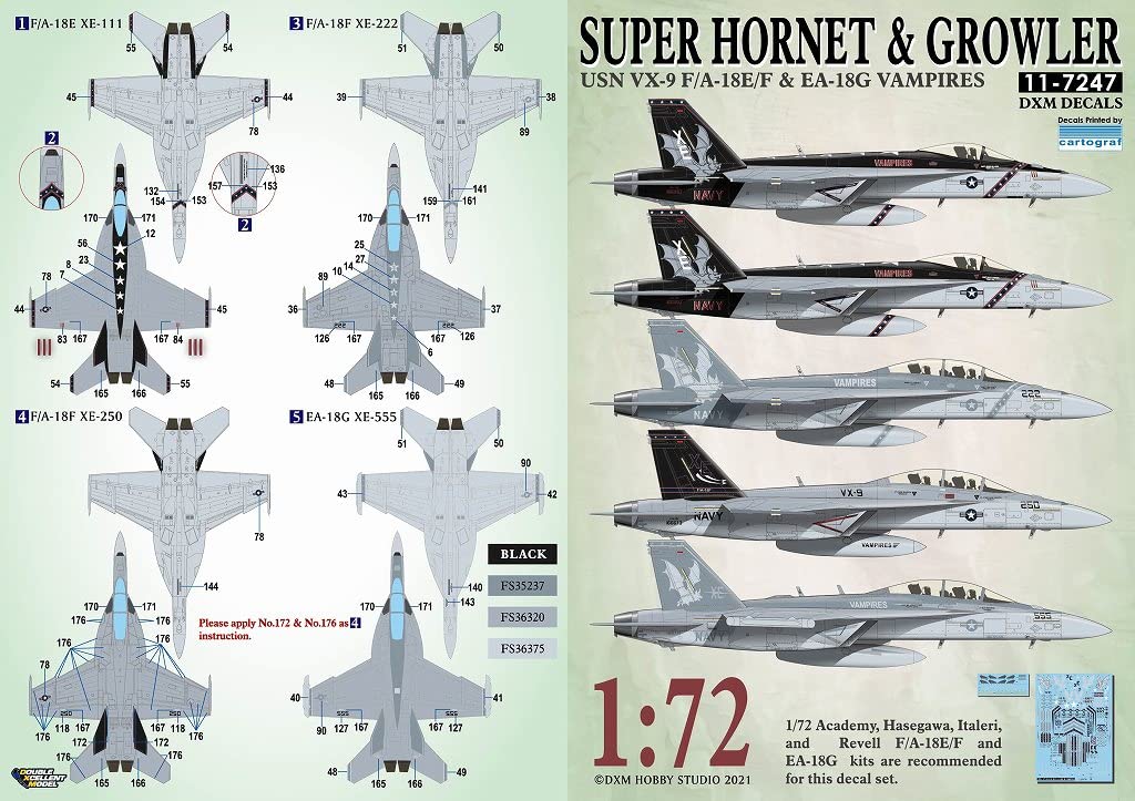 Amazon | DXMデカール 11-7247 1/72 アメリカ海軍 F/A-18E/F & EA-18G