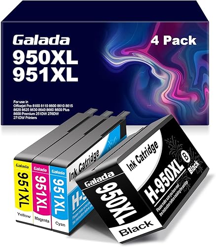 Miniatura 1 de GALADA Cartucho de tinta remanufacturado 950 951 de repuesto para cartuchos de tinta 950XL 951XL 950 951 XL para OfficeJet Pro 8600 8610 8620