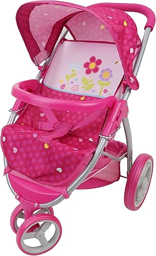509 Crew Cochecito de jardín para muñecas, juego de simulación para niños, barra de parachoques delantero, ruedas giratorias, arnés de seguridad y