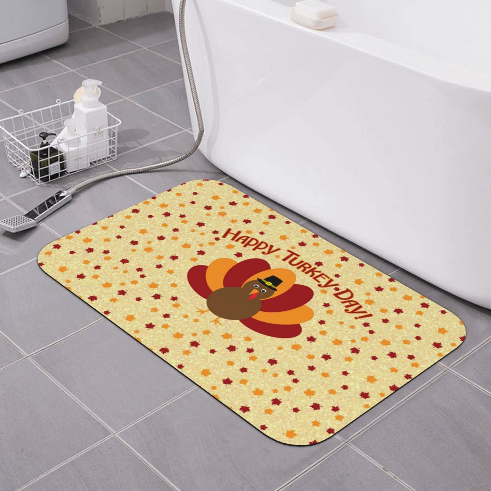 Tapis de bain antidérapant ultra absorbant motif terre de diatomée 40x61 cm