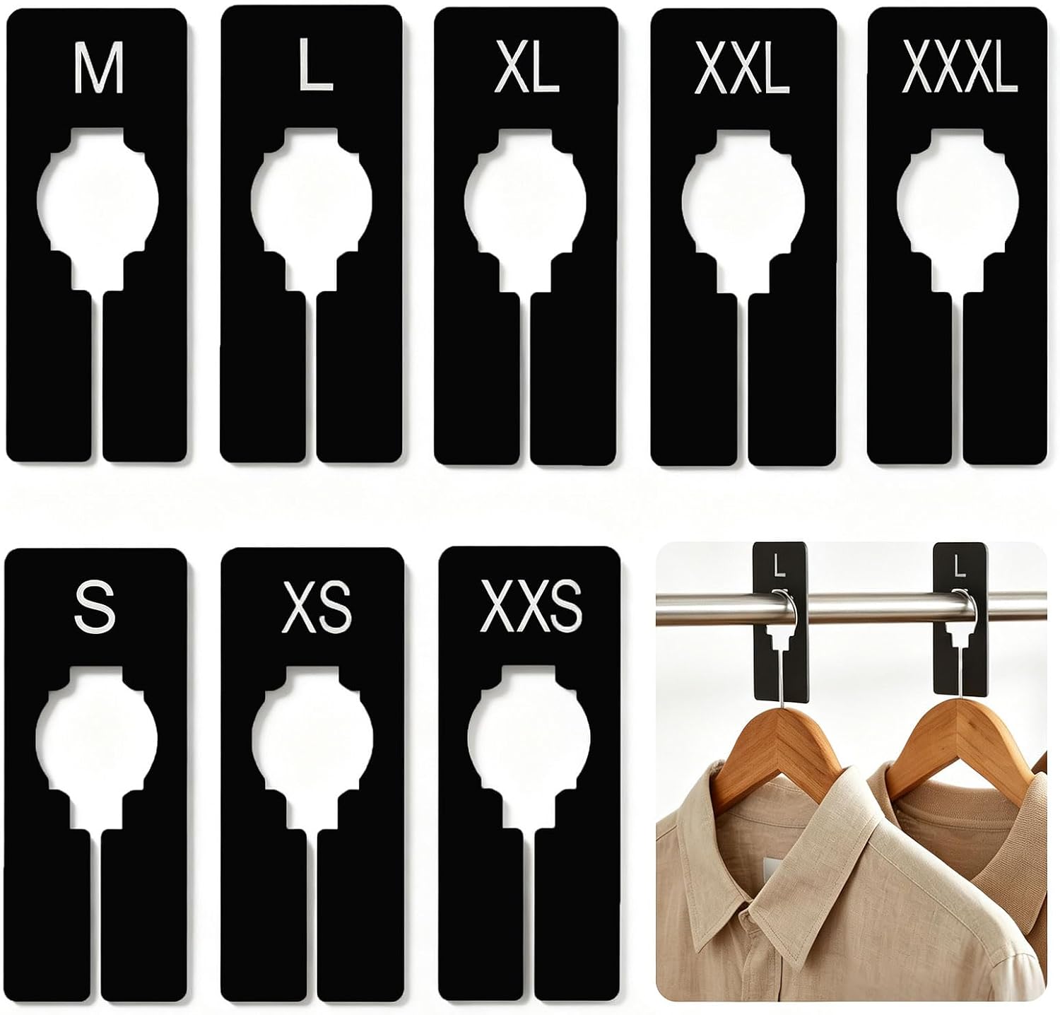 8PCS Clothing Rack Dividers, Hanger Labels,Clothing Size Dividers