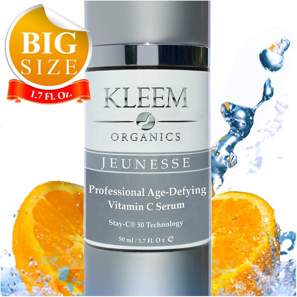 Organic Vitamin C Serum for Face with Hyaluronic Acid - Best Anti Wrinkle Facial Serum to Reduce Wrinkles, Dark Spots & Sun Damage - Anti Aging Brightening Vitamin C Face Serum for Women & Men -1.7 Oz