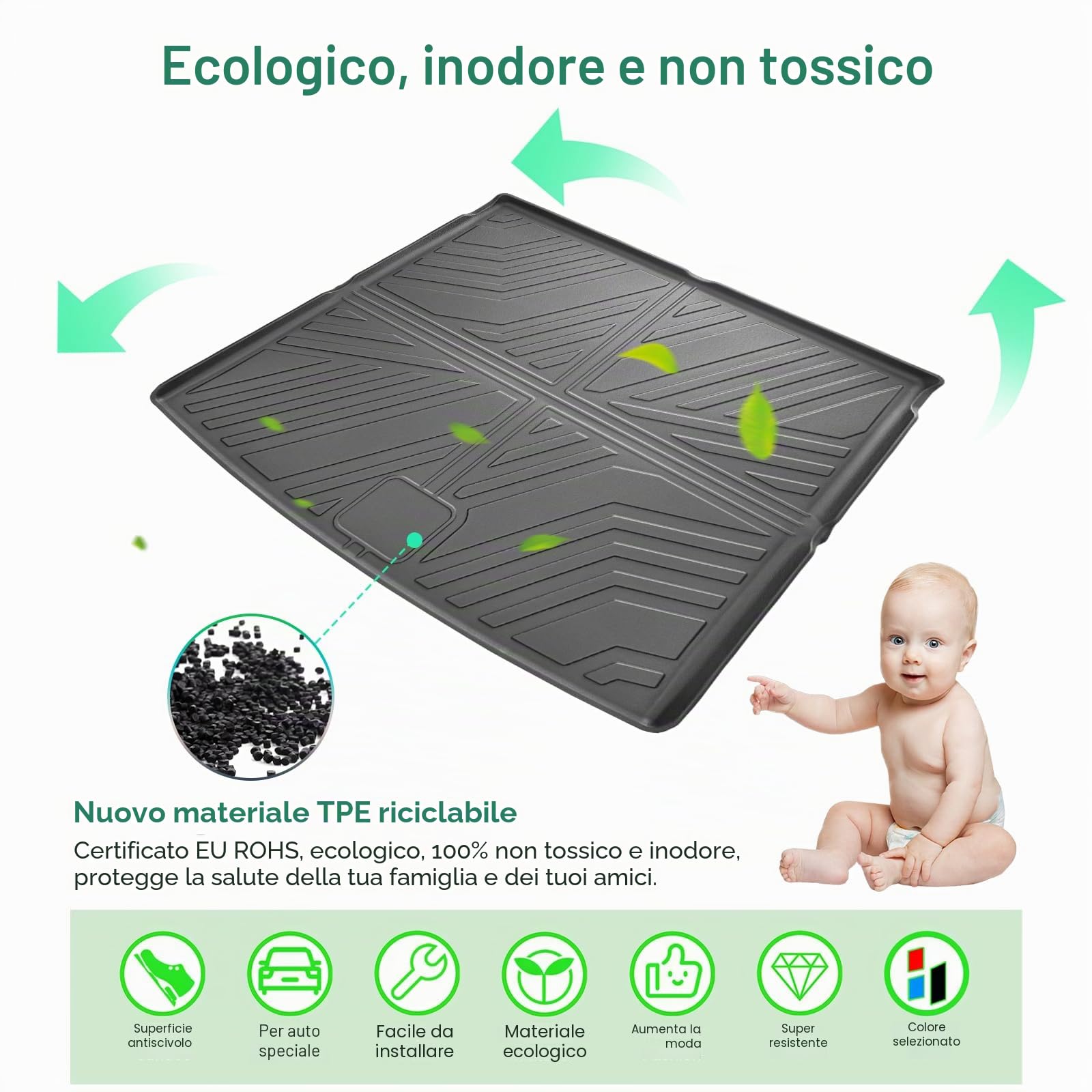 GAFAT Compatibile con VW Tiguan 3 2024 2025 2026 Tappetino per Bagagliaio, Facile da Piegare, Ti-guan iii 2025 Accessori Tappetini in TPE per Tutte Le Stagioni, Bordo Alto 3D, Multifunzione