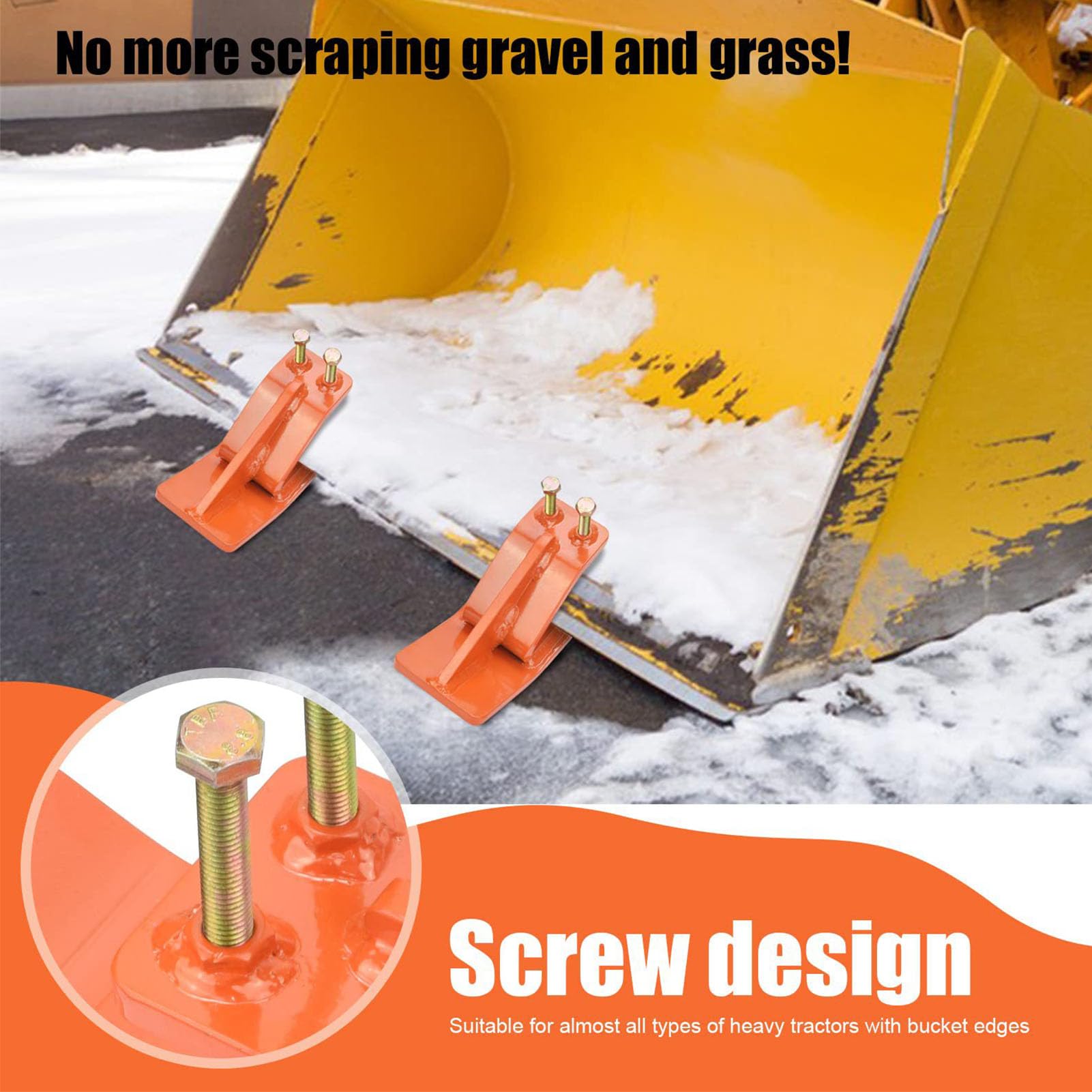 Asixxsix Protector de Cubo para Tractor, Accesorio de Cubo de Acero de 0,4 Pulgadas de Grosor, Protector de Bordes de esquí con Tuercas de Seguridad Dobles, Pernos, Llave en Forma de L para Césped,