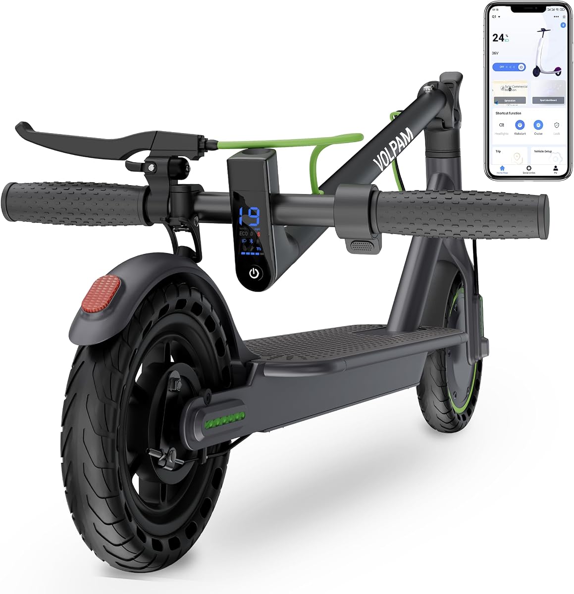 VOLPAM Electric Scooter with 8.5"/10" Solid Tire, 350W/500W Powerful Motor & 19/22 MPH Top Speed, 16-28 Miles Long Range, Folding E Scooter Choice