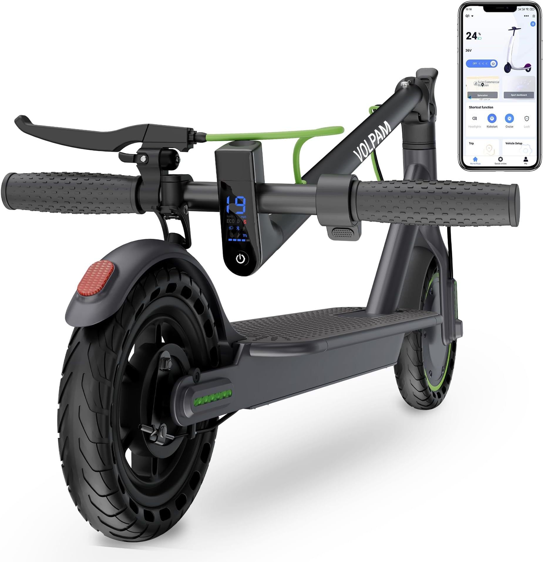 VOLPAM Electric Scooter with 8.5"/10" Solid Tire, 350W/500W Powerful Motor & 19/22 MPH Top Speed, 16-28 Miles Long Range, Folding E Scooter Choice