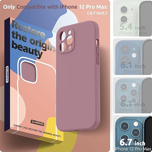 Miniatura 2 de SURPHY Funda diseñada para iPhone 12 Pro Max con protección para cámara, funda de silicona líquida con forro de microfibra, color morado lila