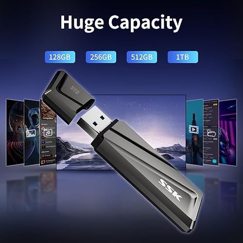 Miniatura 4 de SSK Unidad USB SSD de 2 TB, unidad flash de estado sólido de 550 MBs, velocidad de transferencia rápida, USB 3.2 Gen2, USB C, memoria USB C con