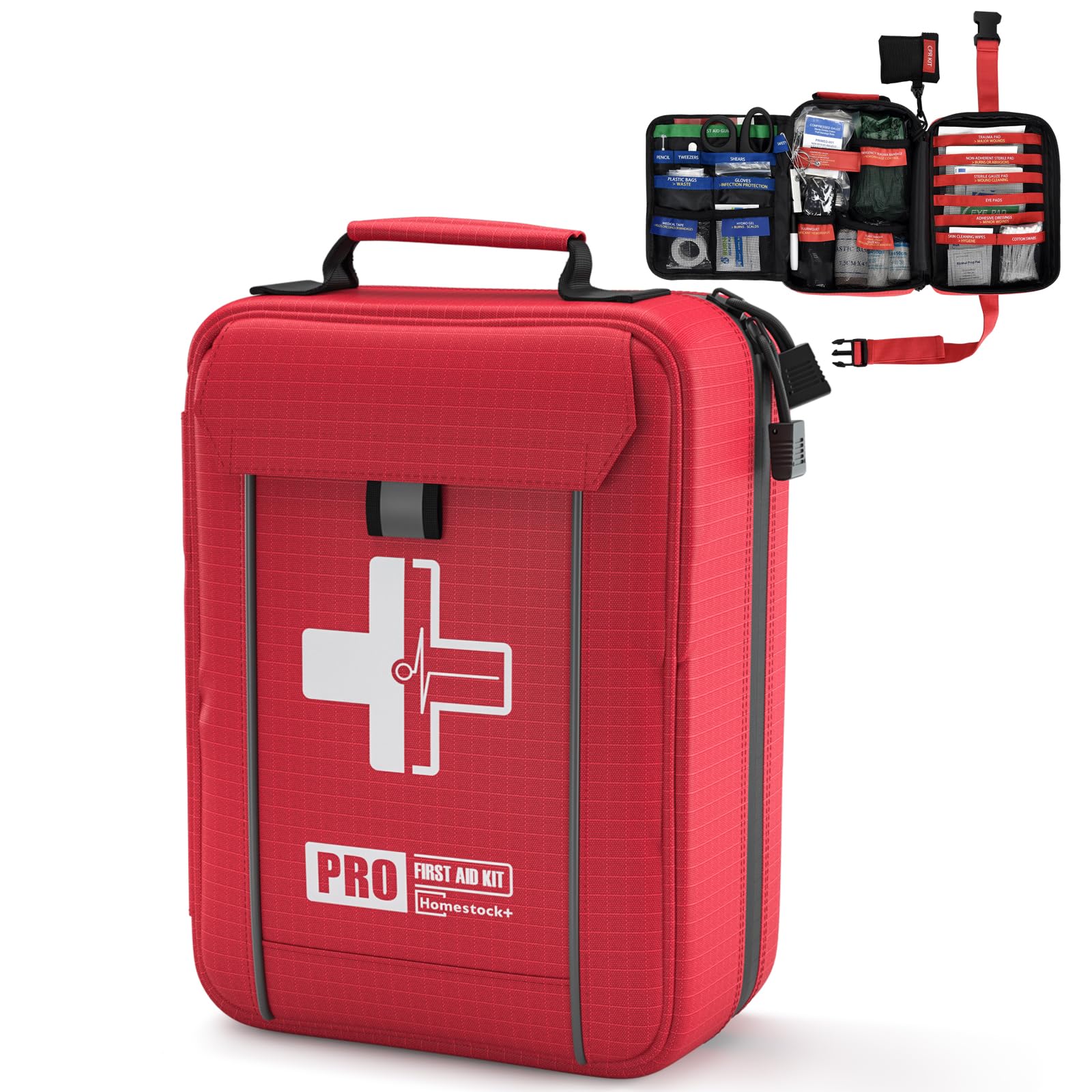 First Aid Trauma Kit,Comprehensive First Aid Kit with Labelled Compartments, Molle System Emergency Kits for Cars, Home, Office, Backpacking, Camping, Traveling, and Cycling-265 Piece