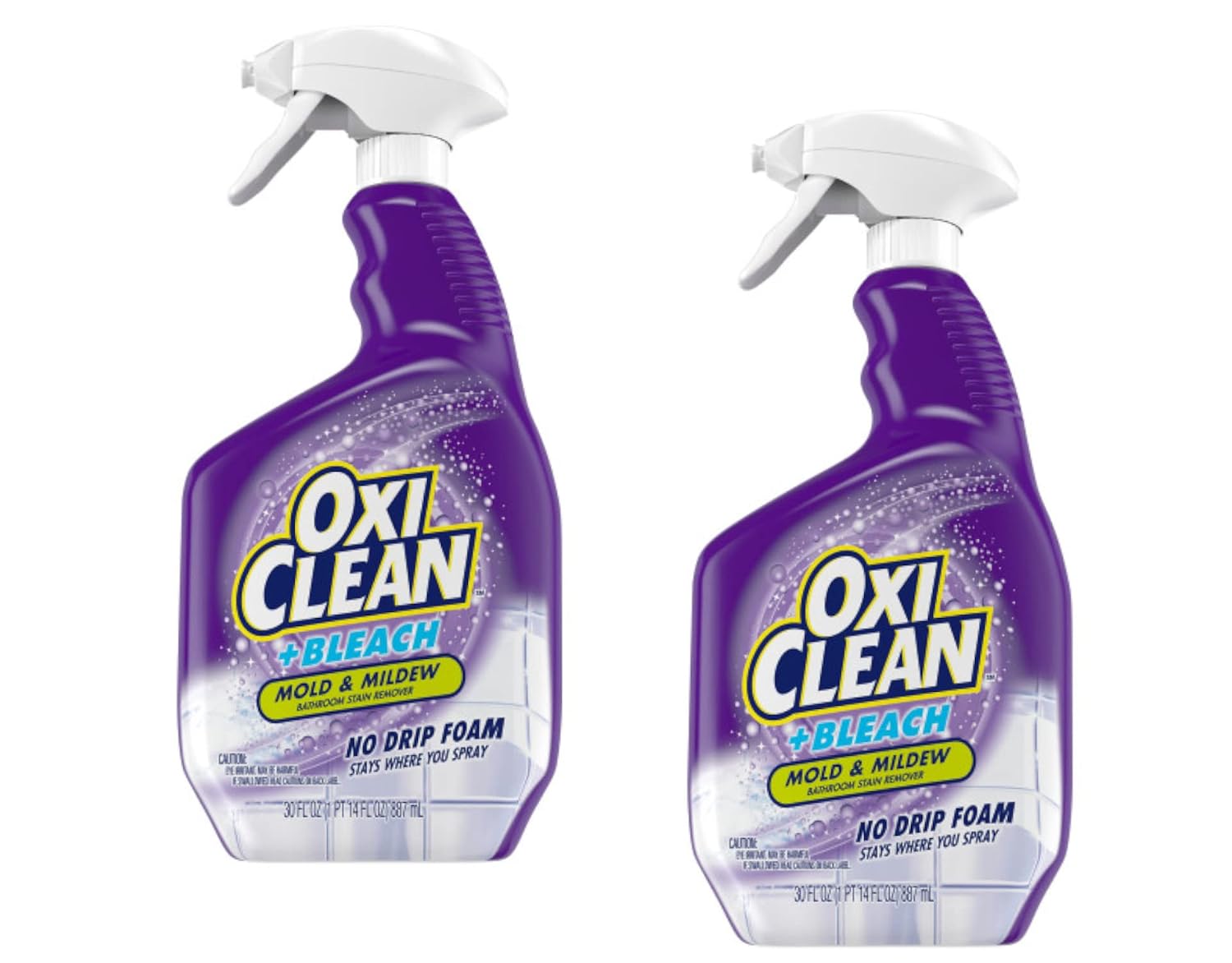 OxiClean plus Bleach, No Drip Foam, Mold & Mildew Bathroom Stain Remover 30 fl oz. 2 Pack