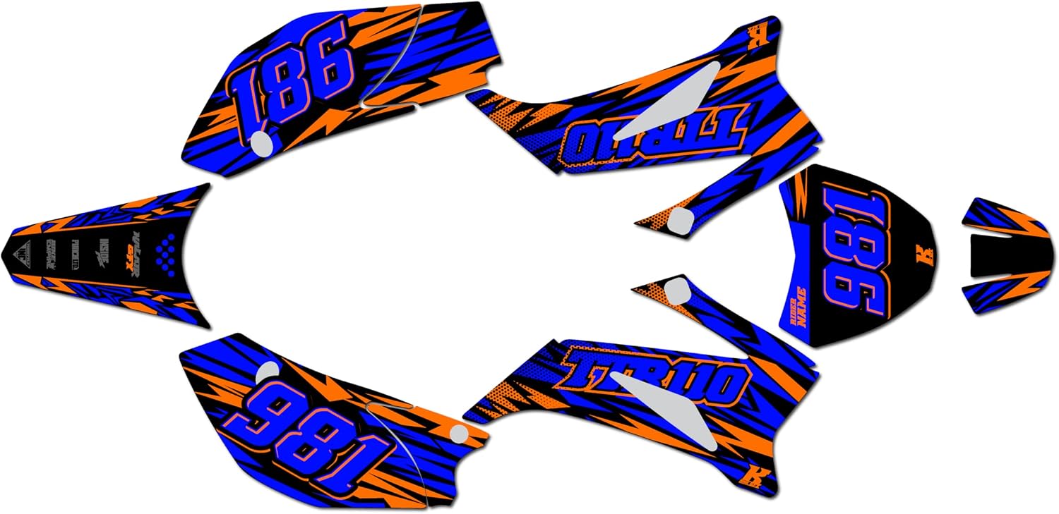 Graphics Kit for Yamaha TTR110 (2008+) TWITCH Series Red 21 Mil - Dirt pit bike motorcycle stickers, dirtbike racing automotive decal motocross accessories no-plastics
