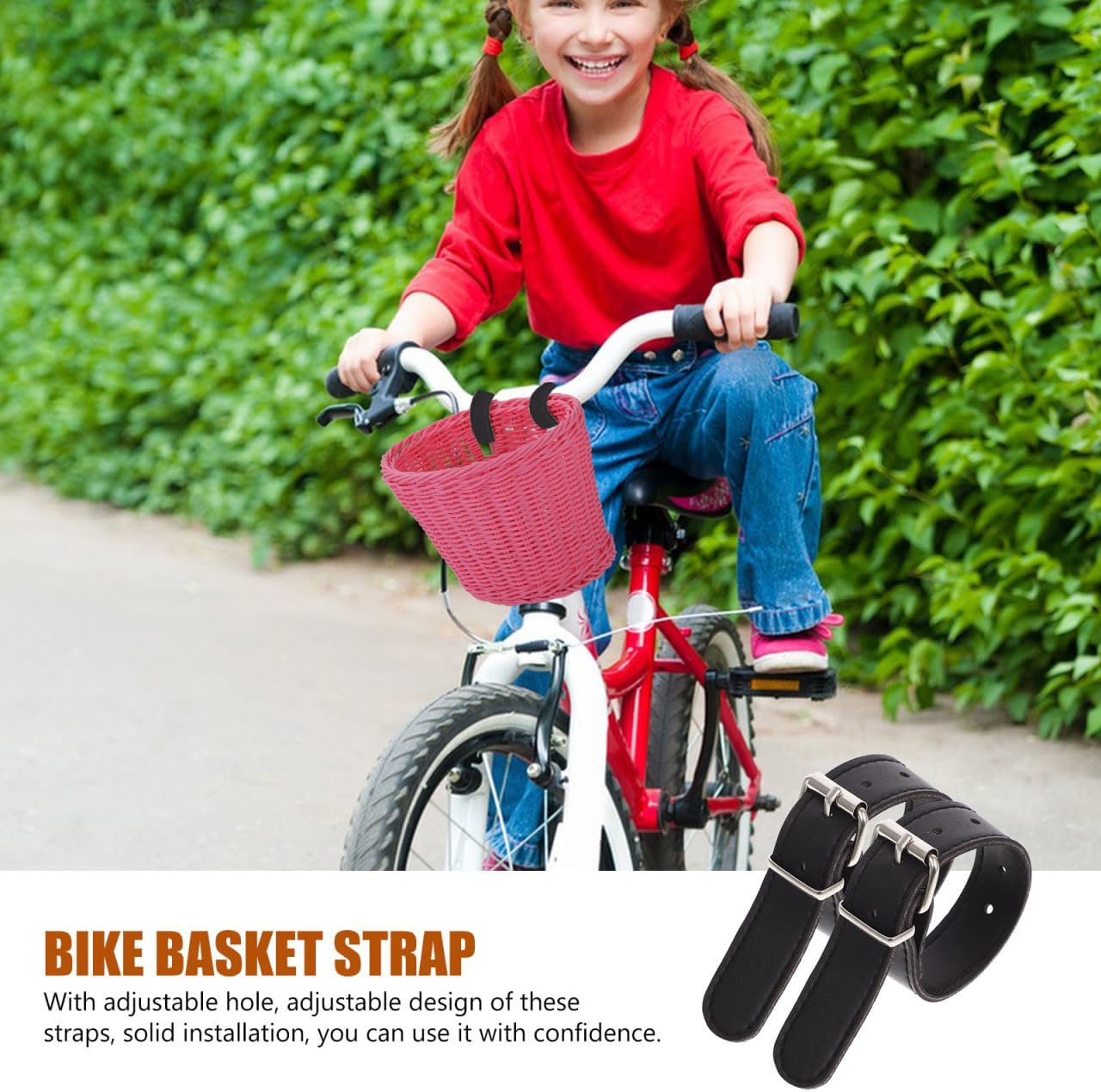 Toddmomy Adjustable Pu Bike Basket Straps Front Handlebar Fastening Belt for Bicycle Accessories Compact 8.85X0.78X0.23 Inch Durable Bike Basket Front Straps
