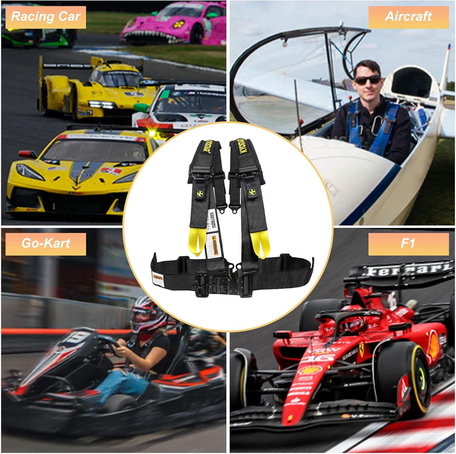 4 Point Harness Seat Belt with 2 Inch Padding Comfortable Shoulder Pad Seat Belt