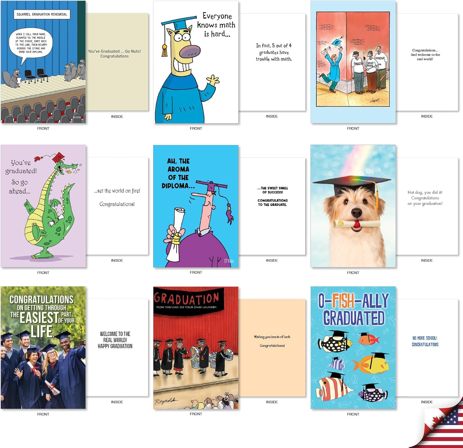 NobleWorks 36 Assorted Box Set Graduation Greeting Cards (Graduate) w/ 5 x 7 Inch Envelopes for Men and Women (36 Designs, 1 Each) School's Out AC8467GDG-B1x36