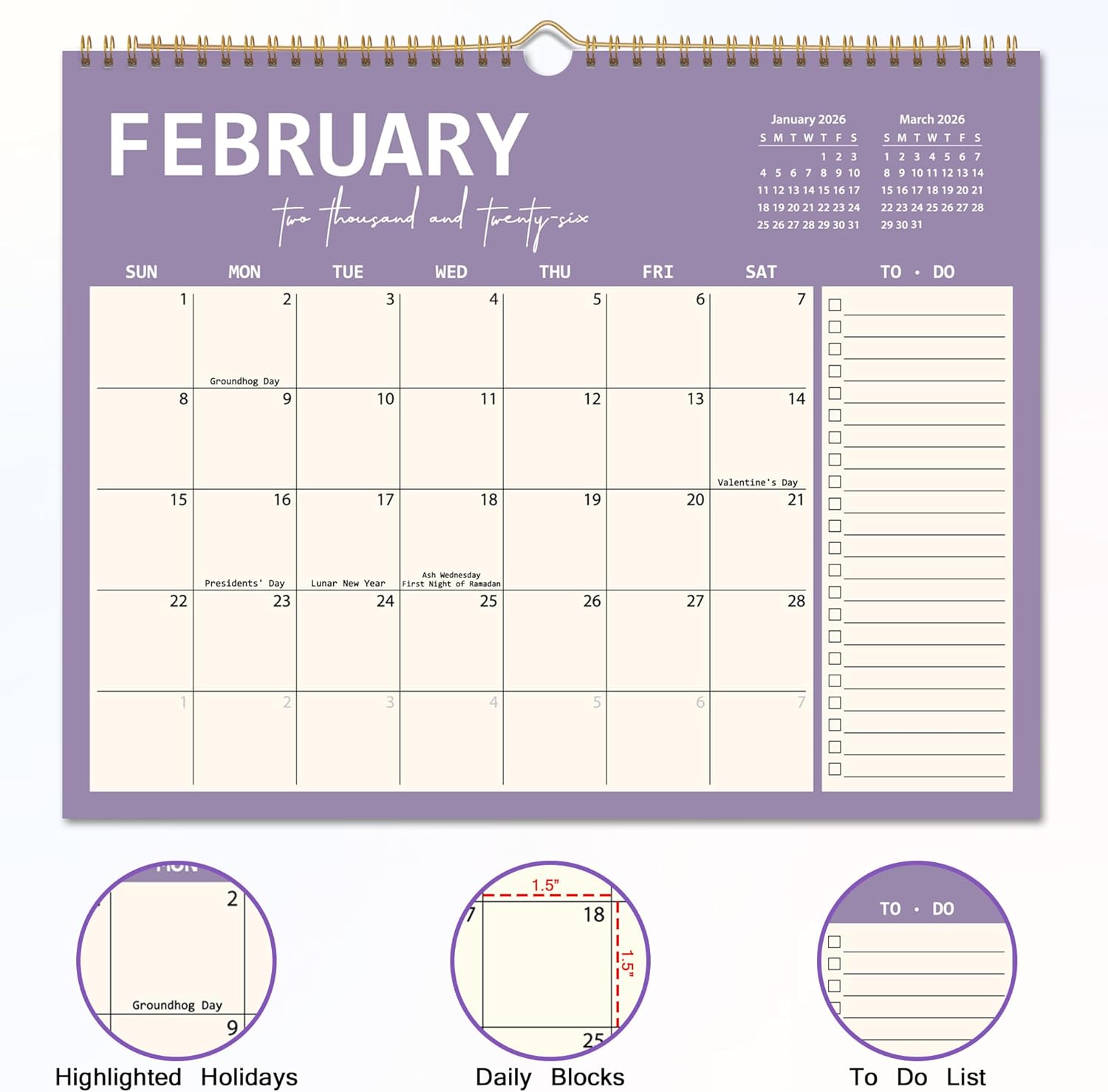 2026 Wall Calendar 12 Months, Wall Calendar from January 2026 to December 2026, Large Hanging Calendar with Thick Paper, Perfect for Home and Office Monthly Organizing & Planning, 14 x11