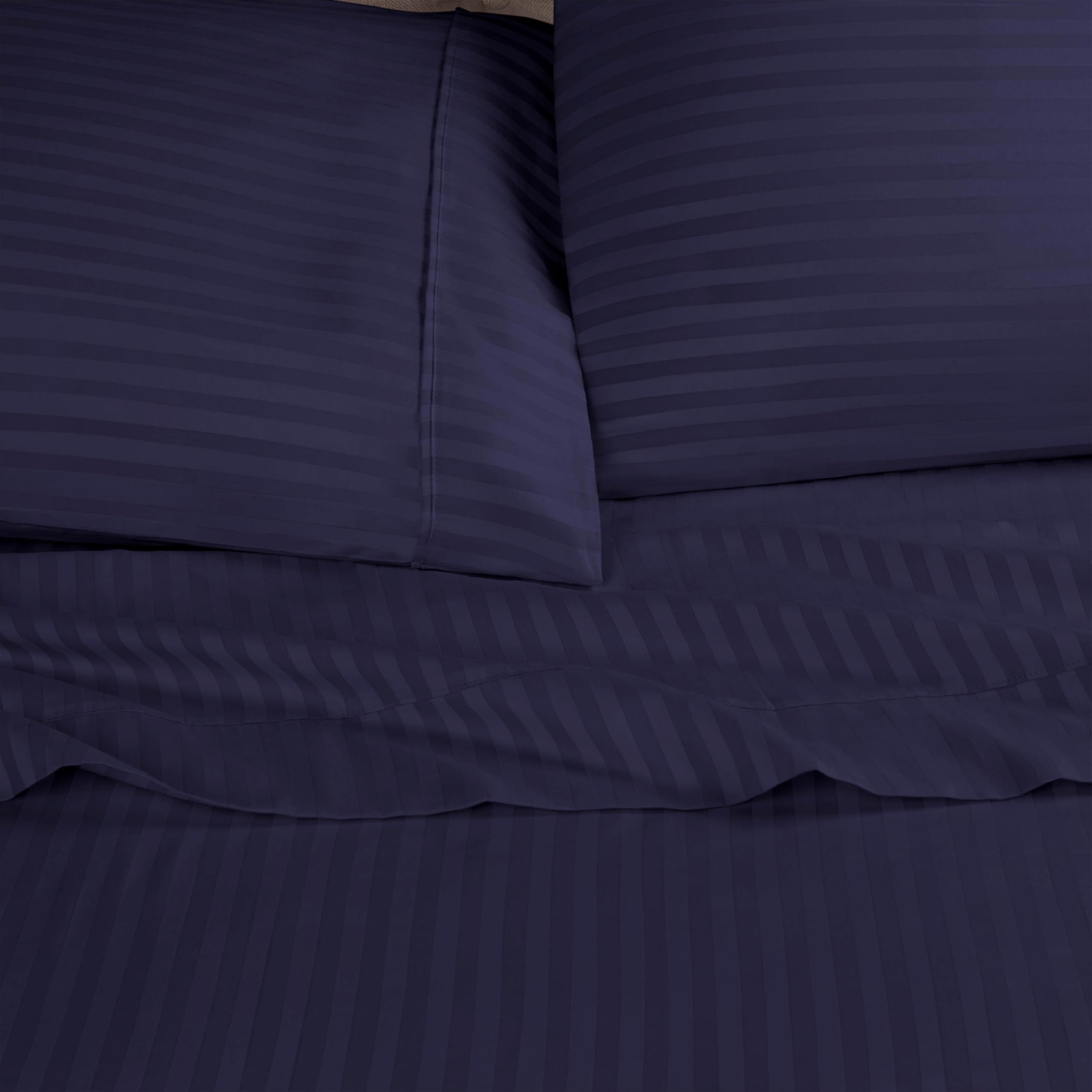 Parure de lit de luxe 650 fils en pur coton égyptien avec housse rayée