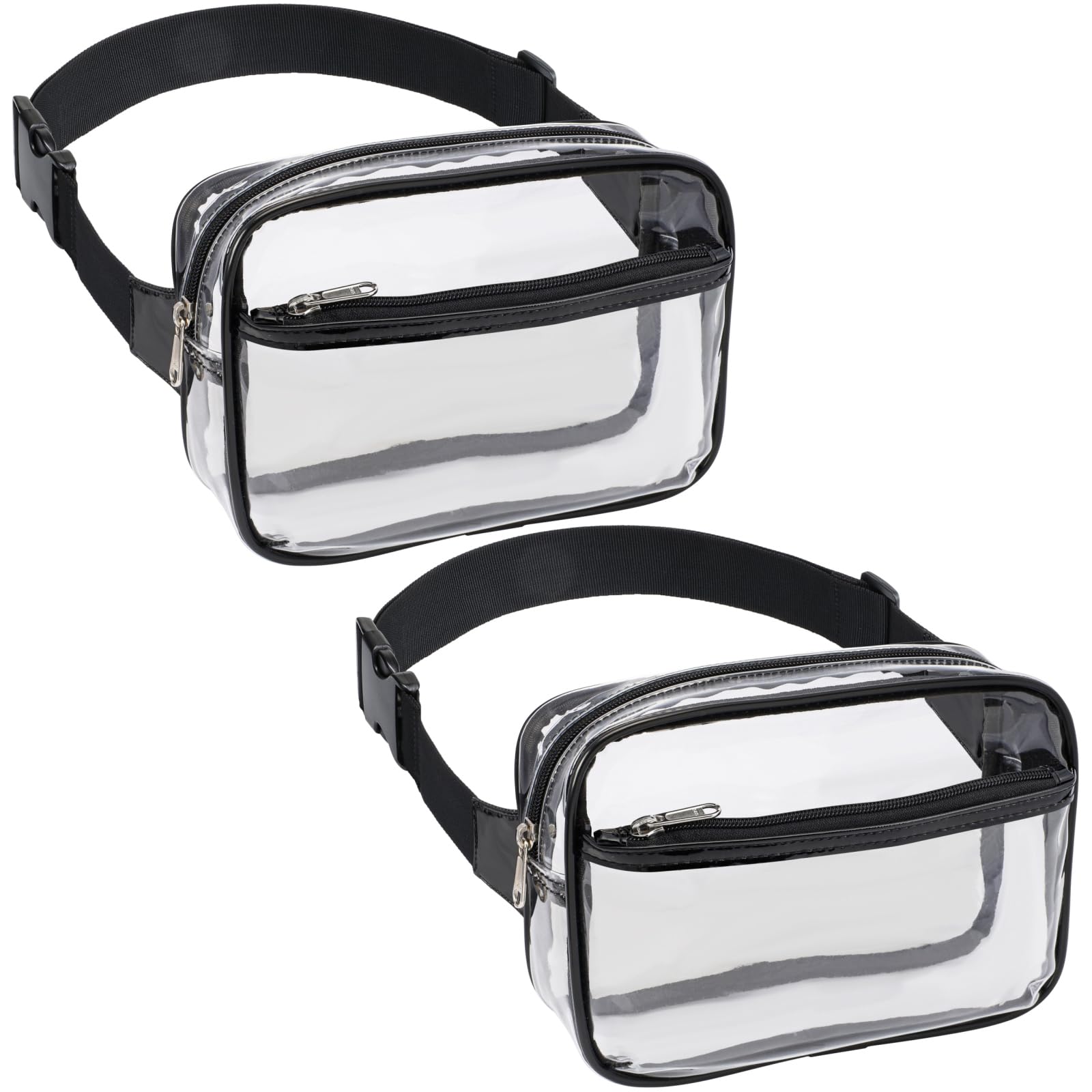 Veckle Clear Fanny Pack Stadium Approved - Plus Size 35-51 Inch Adjustable Strap Transparent Belt Bag for Women Men Fits 7.5" Smartphone, Clear Bag