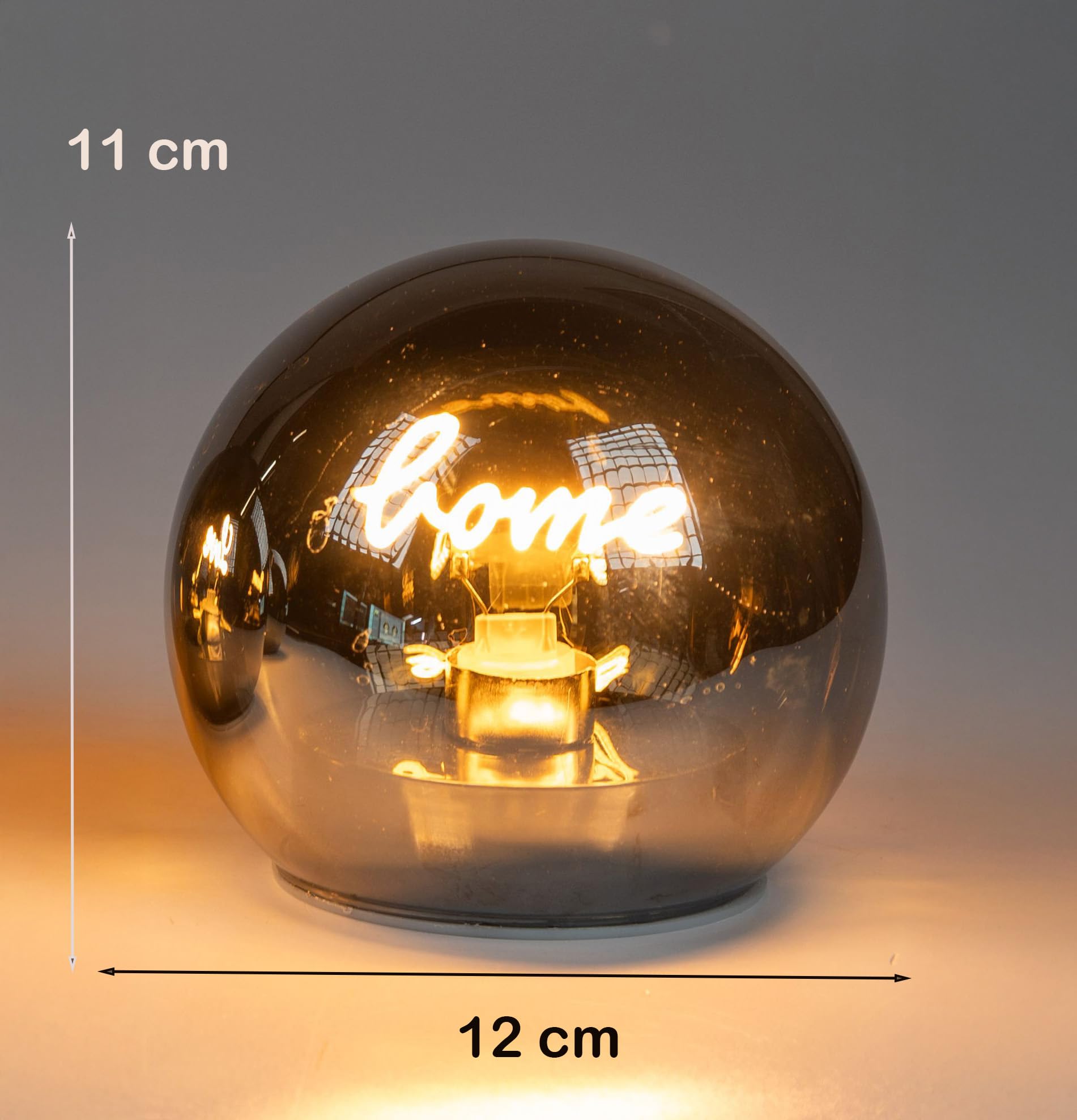 formano Set di 3 palline decorative a LED con scritta Dream + Love + Home 12 cm – Luce d'atmosfera bianca calda, funzionamento a batteria, argento specchio di giorno, per tavolo, davanzale e scaffale