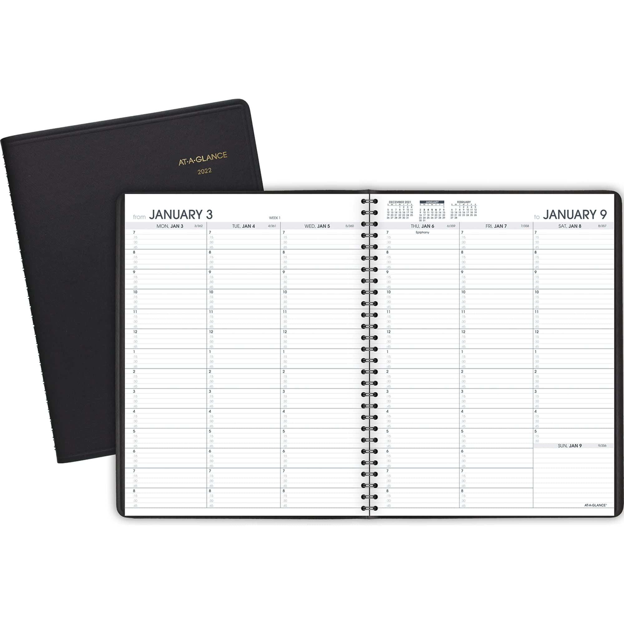 AT-A-GLANCE, agenda settimanale per appuntamenti 2022, 21 x 28 cm, grande, nero (7095005)