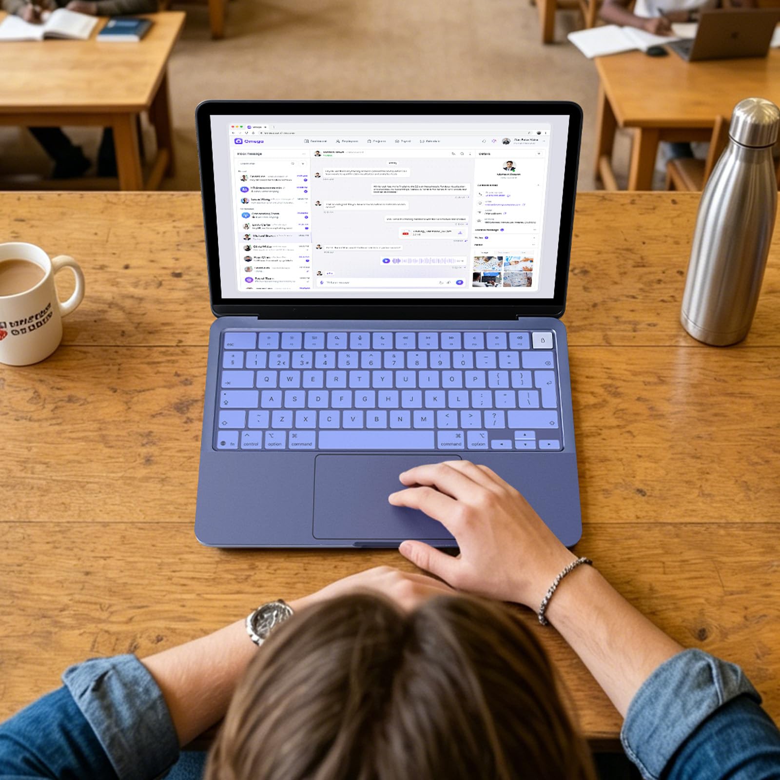 EooCoo Ultrafino Protector de Teclado Compatible con MacBook Neo de 13 Pulgadas (2026), Chip A3404 A18 Pro [Color Oficial 100% Idéntico], Diseño EU con Reposamanos y Protector de Trackpad - Índigo